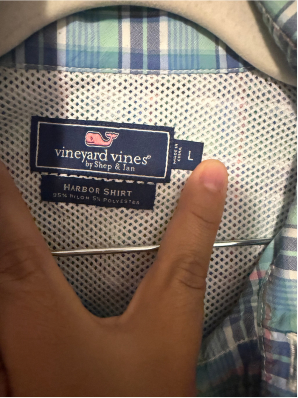 Vineyard Vines Harbor Shirt Men's L Plaid Performance Fishing Long Sleeve Blue - Picture 4 of 6